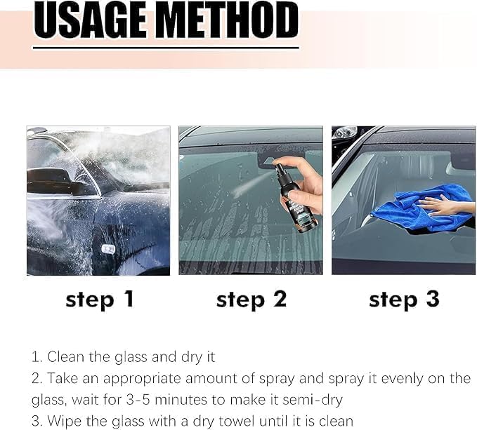 Car Glass Anti- Fog Hydrophobic Coating 300ML Pack of 3